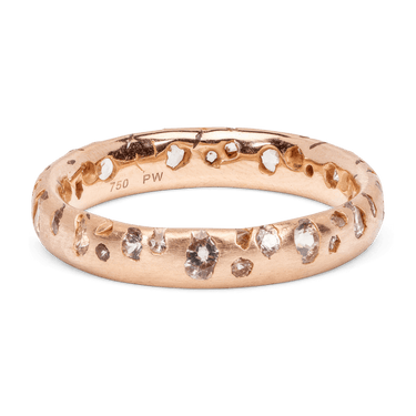 White Confetti Ring on Rose - Polly Wales Fine Jewelry,